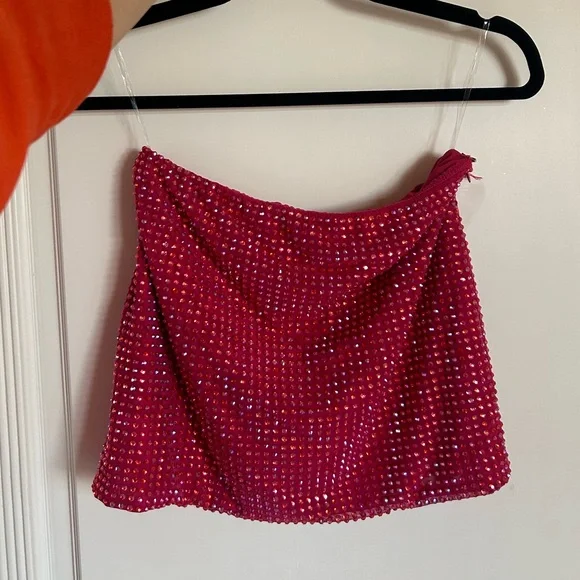 Oh Polly pink rhinestoned mini skirt - Picture 2 of 2